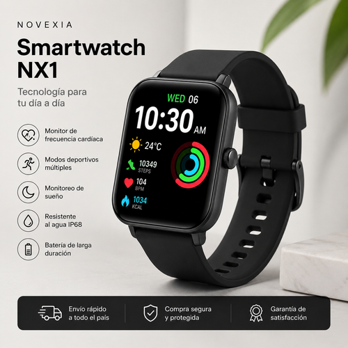 Smartwatch NX1 – Reloj Inteligente con Monitor Cardíaco y Bluetooth