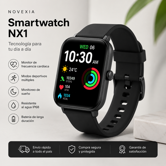 Smartwatch NX1 – Reloj Inteligente con Monitor Cardíaco y Bluetooth